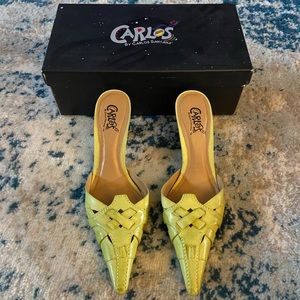 Carlos Santana lime green mule kitten heel